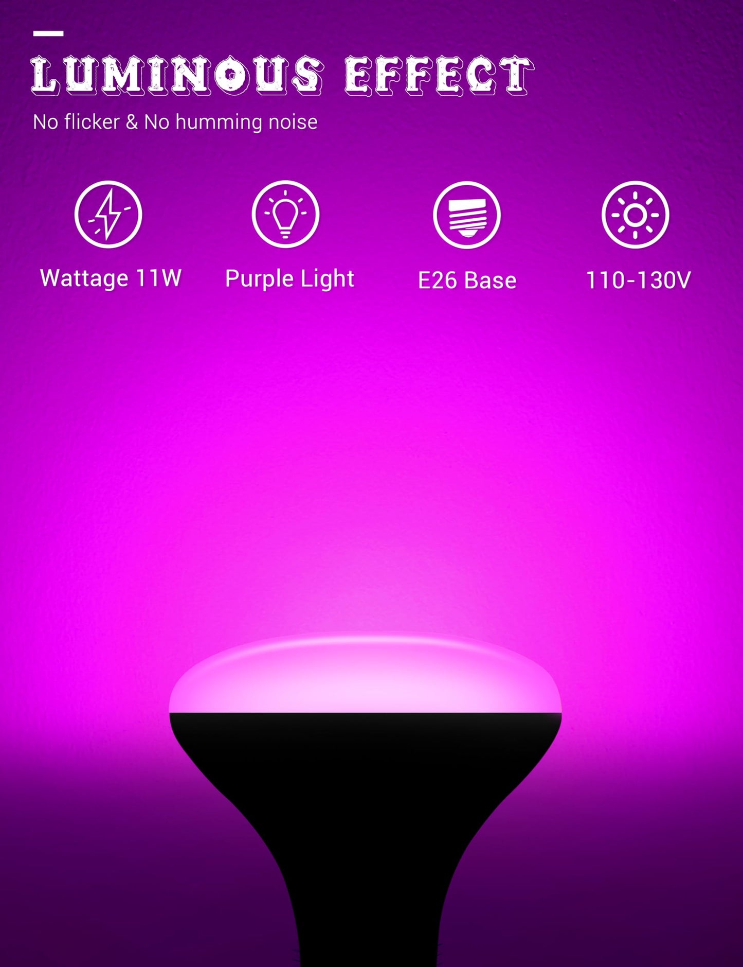 JandCase BR30 Purple & Orange Indoor Flood Light Bulbs, E26 Base, 11W (65W Equivalent), Not-Dimmable, 2 Pack for Halloween Decoration