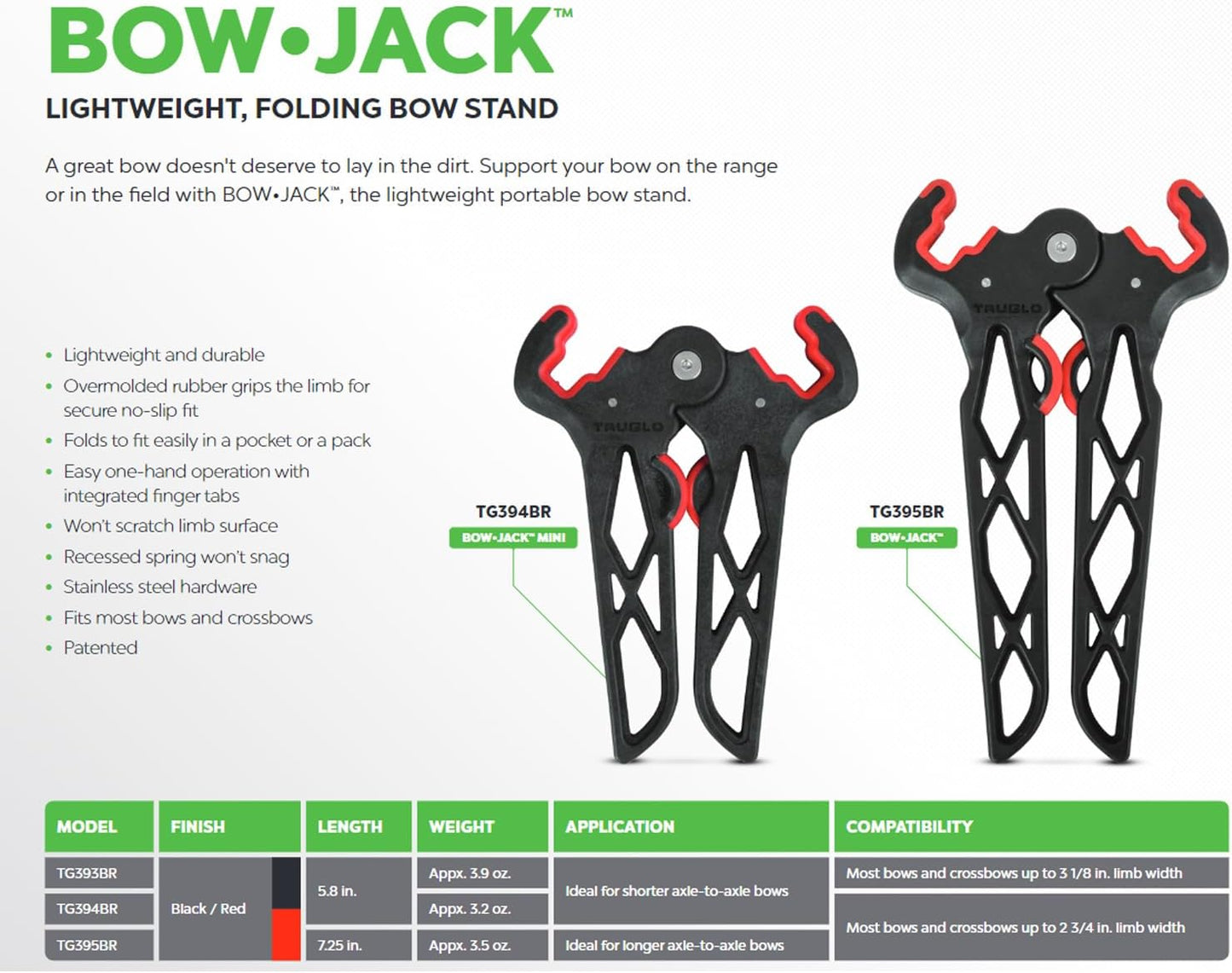 TRUGLO Bow Jack - Lightweight Portable Folding Bow Stand for Bowhunting | Standard Leg Length 7.5 in.