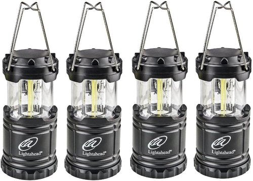Lightahead Portable Outdoor LED Camping Lantern Set - Collapsible, Black | Ideal for Emergencies & Backpacking