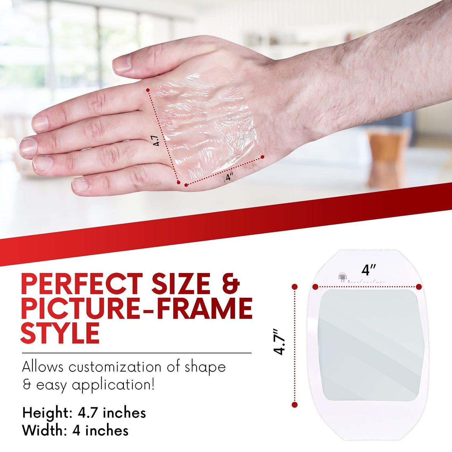 Transparent Film Dressing 4" x 4.75" (50 Pack) – Waterproof Adhesive Wound Bandages for Post-Surgical Shower, IV Shield, Tattoo Aftercare, Clear Breathable Dressing Patches by HEALQU