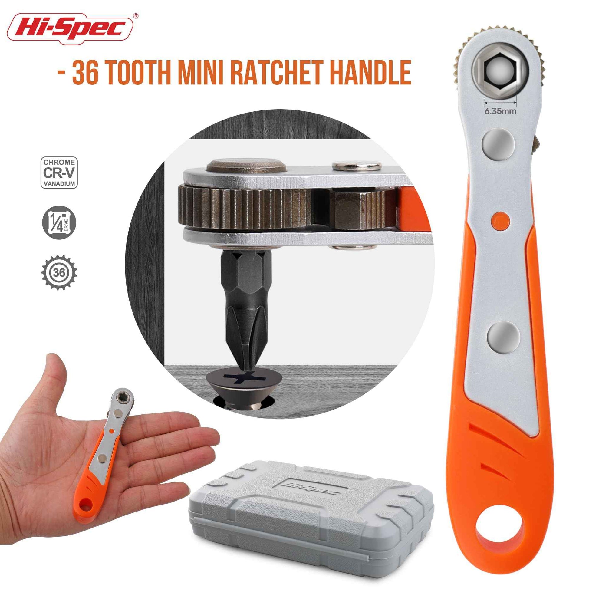 Hi-Spec 68pc Long Extended Screw Driver Bits and Mini Ratchet Wrench Handle Set. DIY Accessories Kit of 25 and 75mm Hex Shank Screwdriving Bits for Drill Drivers