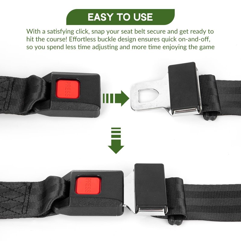 2 Pack Golf Cart Seat Lap Strap Belts Kit Universal Golf Cart Belt Kit Front Rear for Yamaha UTV EZGO, Club Car, Go Kart Not Include Bolts