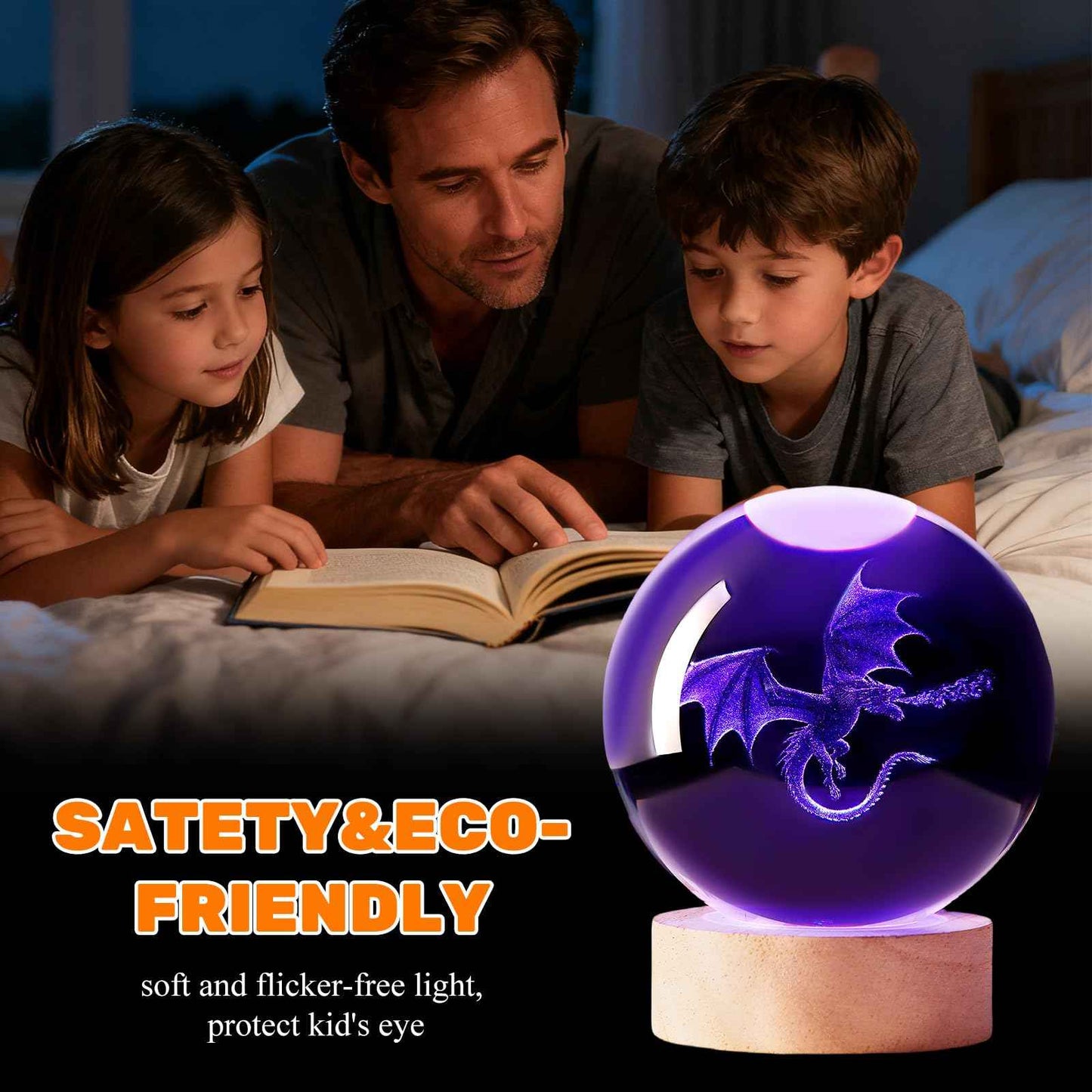 3D Dragon Crystal Night Light, 3.15 Inch Crystal Ball Lamp with Remote 16 Color Change, Dragon Figurines Toy Gifts for Birthday Christmas