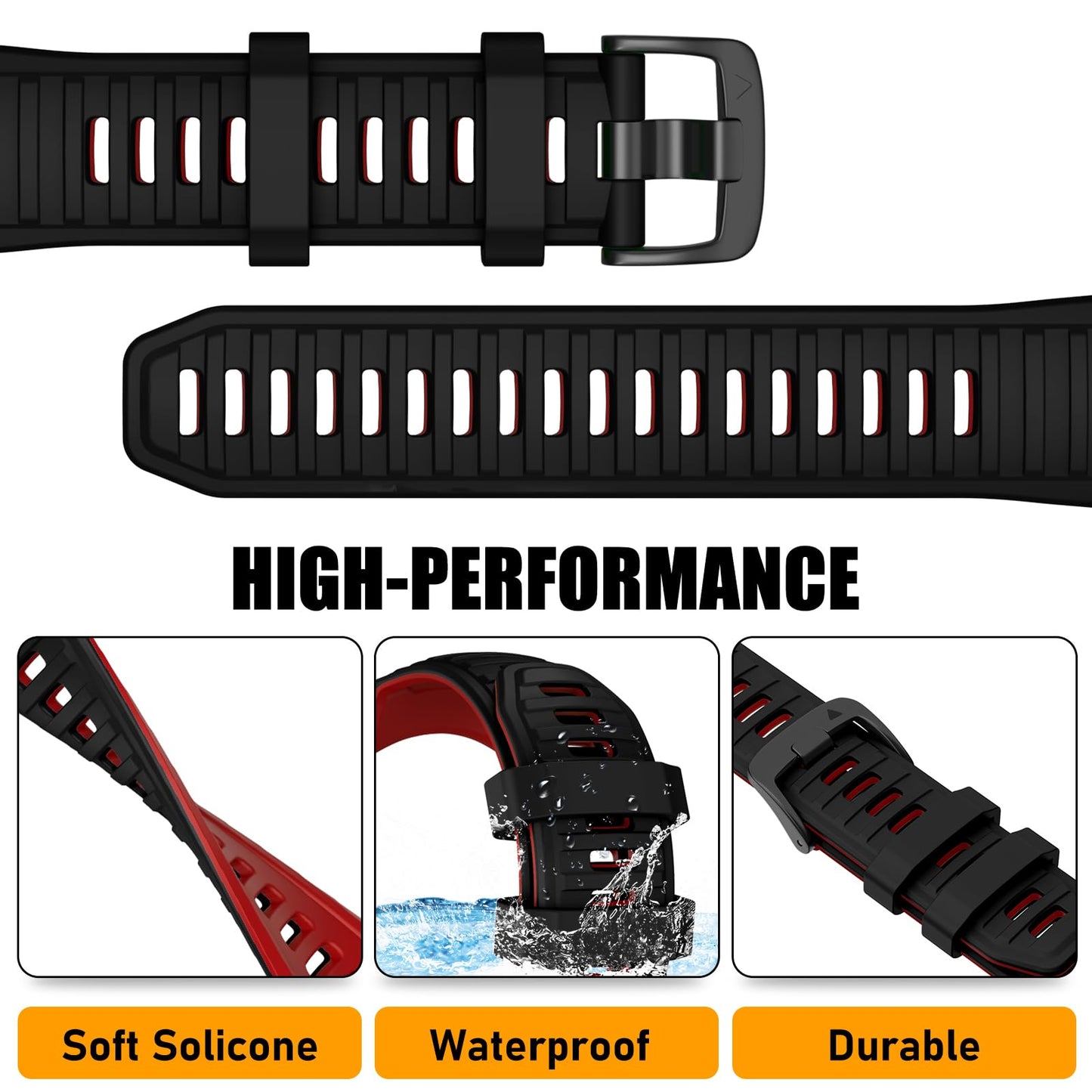 OVERSTEP for Garmin Instinct 2X Band, Soft Silicone Replacement Watch Strap Compatible with Garmin Instinct 2X Solar, Tactical GPS Smartwatch