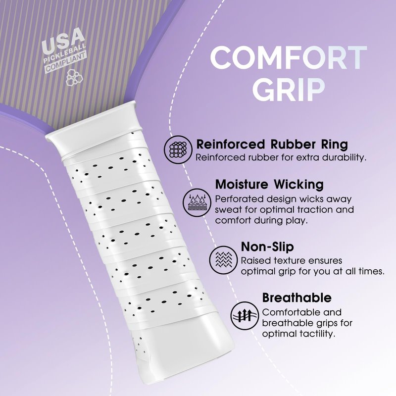 Pickleball Paddles, Carbon Fiber Pickleball Racket with 16MM Polypropylene Honeycomb Core – Lightweight, High-Grit Surface for Spin & Control, Professional Pickle Ball Paddle for Men & Women Purple