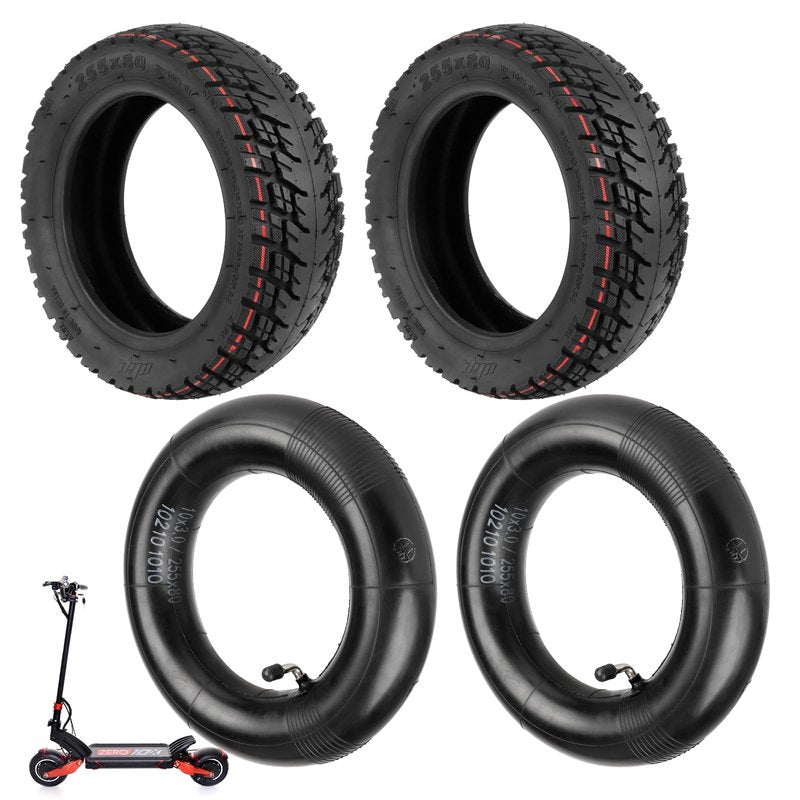 ulip 255x80 Off Road Tire with Inner Tube Pneumatic Tyre for Nanrobot Joyor Varla Eagle Apollo Ghost Zero 10X Kaabo WOLF WARRIOR MANTIS Kugoo M4 Scooter (2 tires and 2 inner tubes)