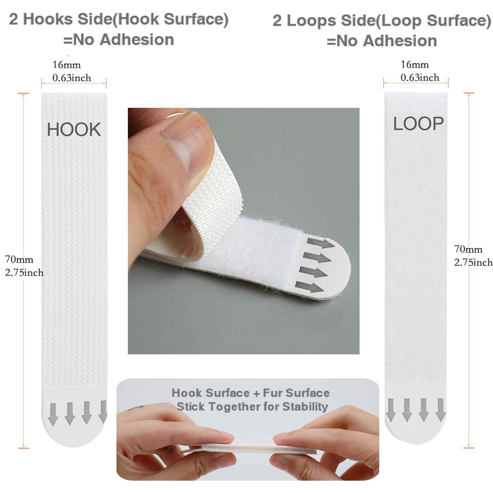 Large Picture Hanging Strips Heavy Duty, 32-Pairs(64 Strips) Sticky Picture Hangers for Walls No Damage Wall Picture Hangers Without Nails Refill Adhesive Poster Strips