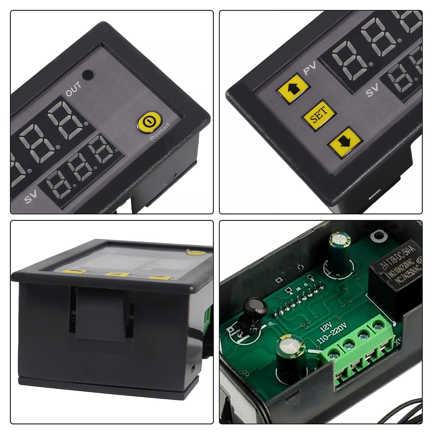 Coliao 2pcs Digital Temperature Controller W3230 Digital LED Thermostat Switch with Waterproof Probe AC110-220V Programmable Heating Cooling Electronic Thermostat Control -50℃ to 120℃