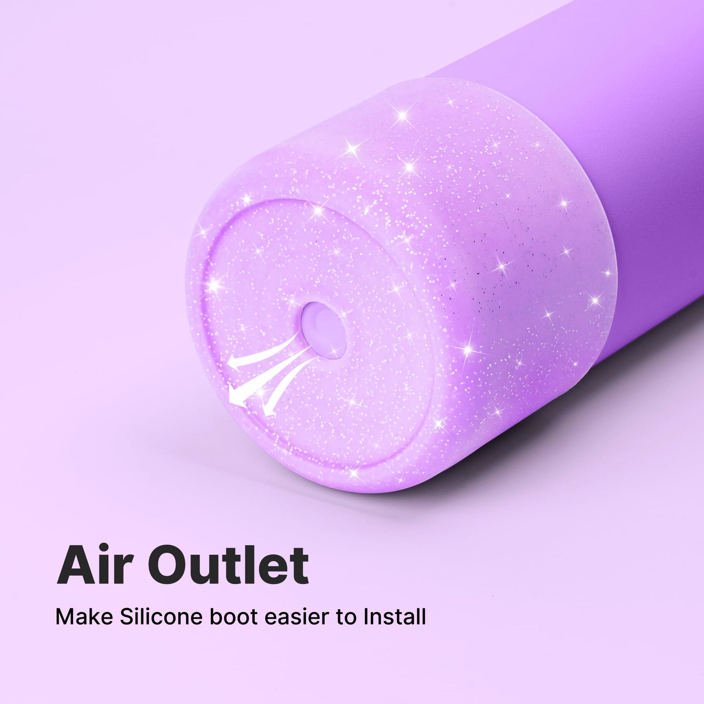 Diumepo Silicone Water Bottle Boot for Owala 32 oz, Anti-Slip Protective Sleeve for Twist, FreeSip & Flip Stainless Steel Bottles, Bottom Base (Glitter Purple)