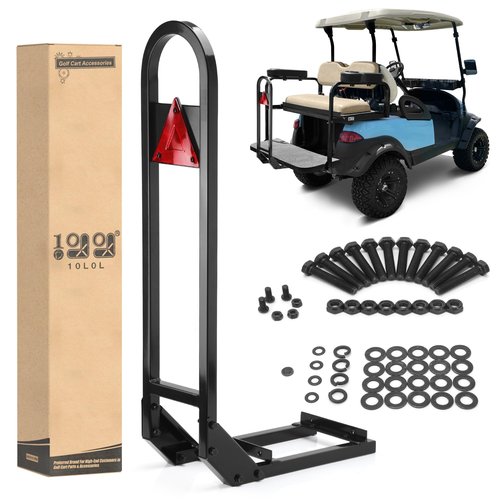 10L0L Universal Golf Cart Rear Seat Safety Grab Bar Hand Rail for Yamaha, EZGO, Club Car Add Safety to Rear Passengers Fits Most Golf Cart with Flip Seat, Black