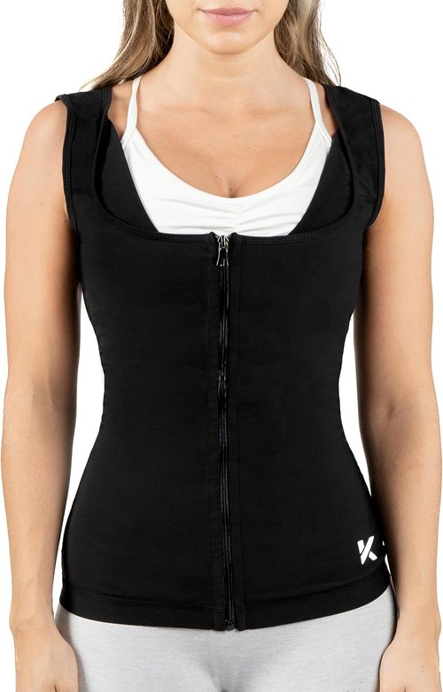 Kewlioo Women's Sauna Suit Vest - Heat Trapping Zipper Jacket for Enhanced Workout Comfort