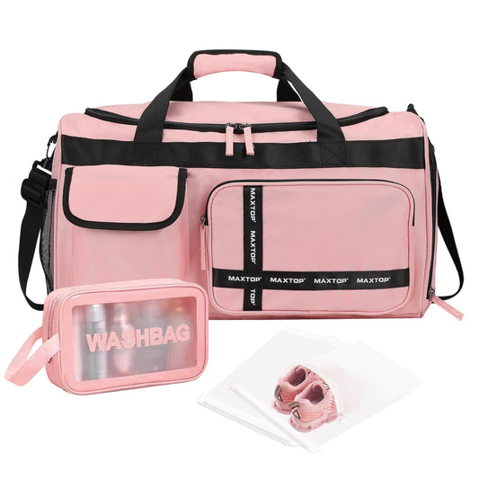 MAXTOP Pink Gym Bag for Women Large Travel Duffle Bag With Shoe Compartment