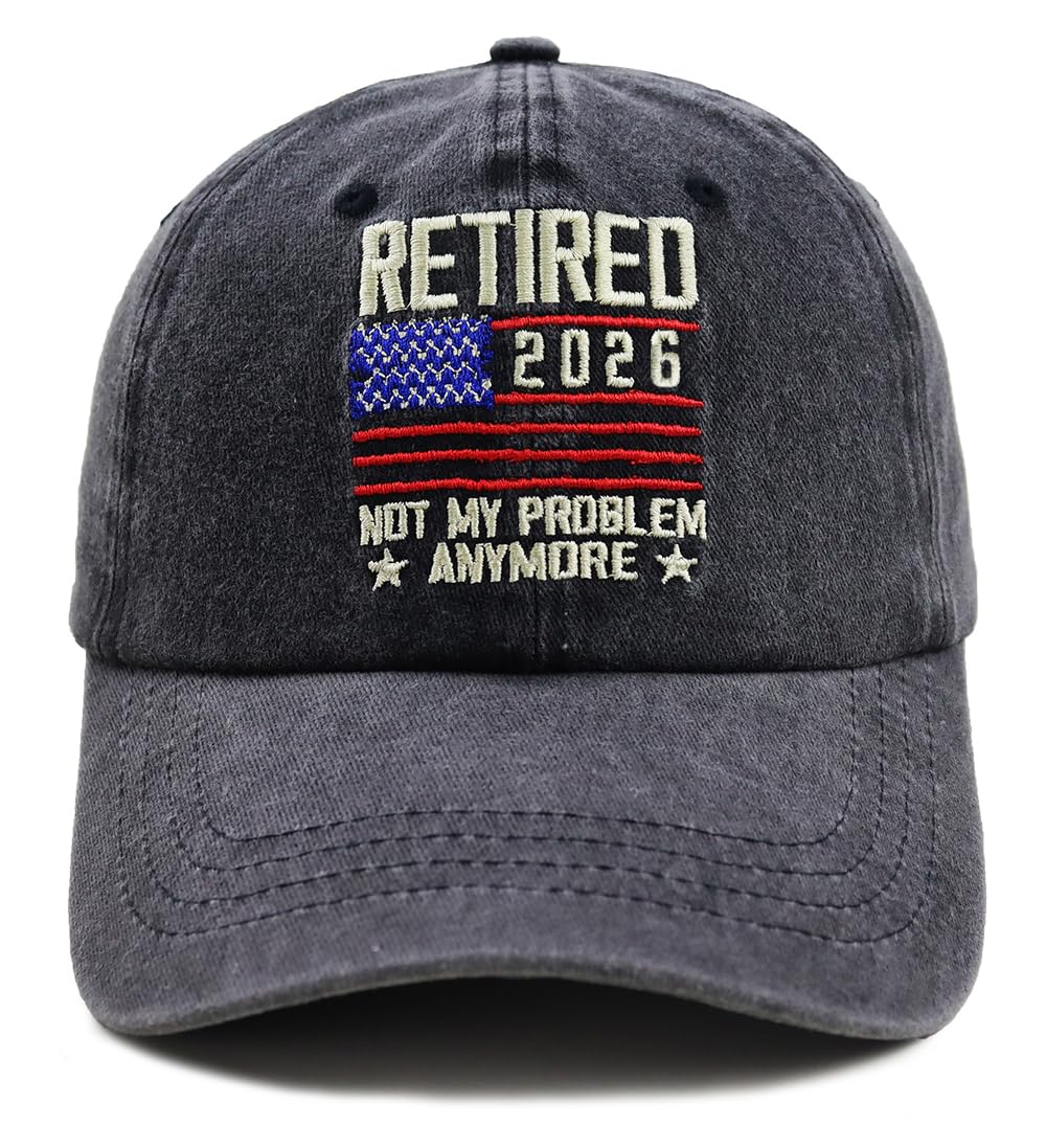 Retirement Gifts for Men Women, Retired 2026 US Flag Hat, Retirement Party Decorations Baseball Cap, Birthday Gift for Veterans Dad Mom Grandpa Black