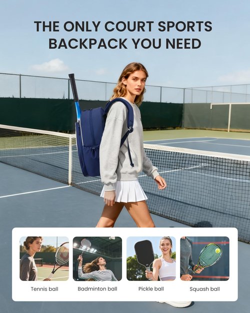 Sucipi Tennis Bag for Women and Men, Water-Resistant and Machine Washable Tennis Racket Backpack, Lightweight Sports Backpack for Pickleball, Badminton