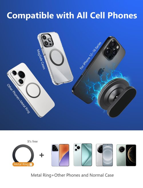 Aluminum Alloy Magnetic Golf Cart Phone Holder with N52 Magnets, Golf Accessories Compatible with MagSafe iPhone 17 Pro Max Plus 16 15 14 13 12 Mini Fits EZGO Yamaha Club Car Icon, Coolest Golf Gift