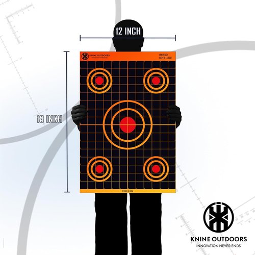 KNINE OUTDOORS Shooting Paper Targets - 12x18 Inch Bulk Pack for Handguns, Pistols & Rifles | Axis Design