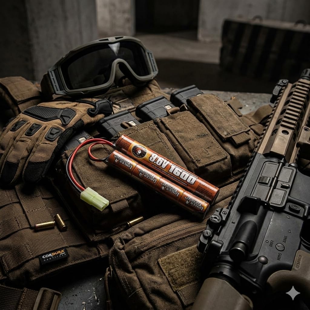 Lancer Tactical Airsoft Battery Charger & 9.6V NiMH 1600mAh Rechargeable Pack | Ideal for AEGs