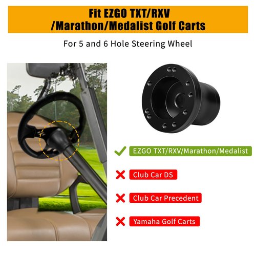 EZGO Steering Wheel Adapter Hub for EZGO TXT/RXV/Marathon/Medalist Golf Carts with 5-6 Holes Golf Cart Steering Wheel