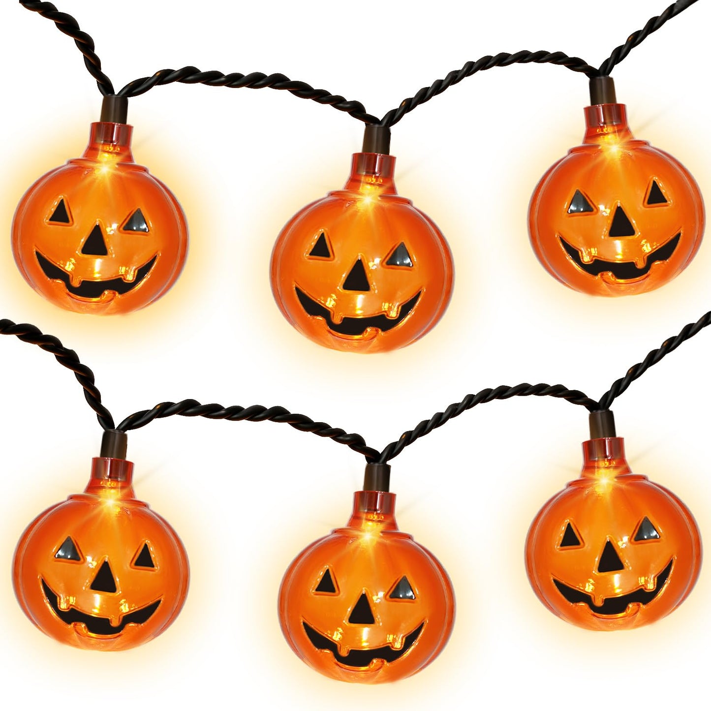Couah Halloween Pumpkin LED String Lights, 8.5Ft Jack O Lantern Lights with 10 PCS Pumpkins Plug-in Waterproof for Outdoor Indoor Home Decorations