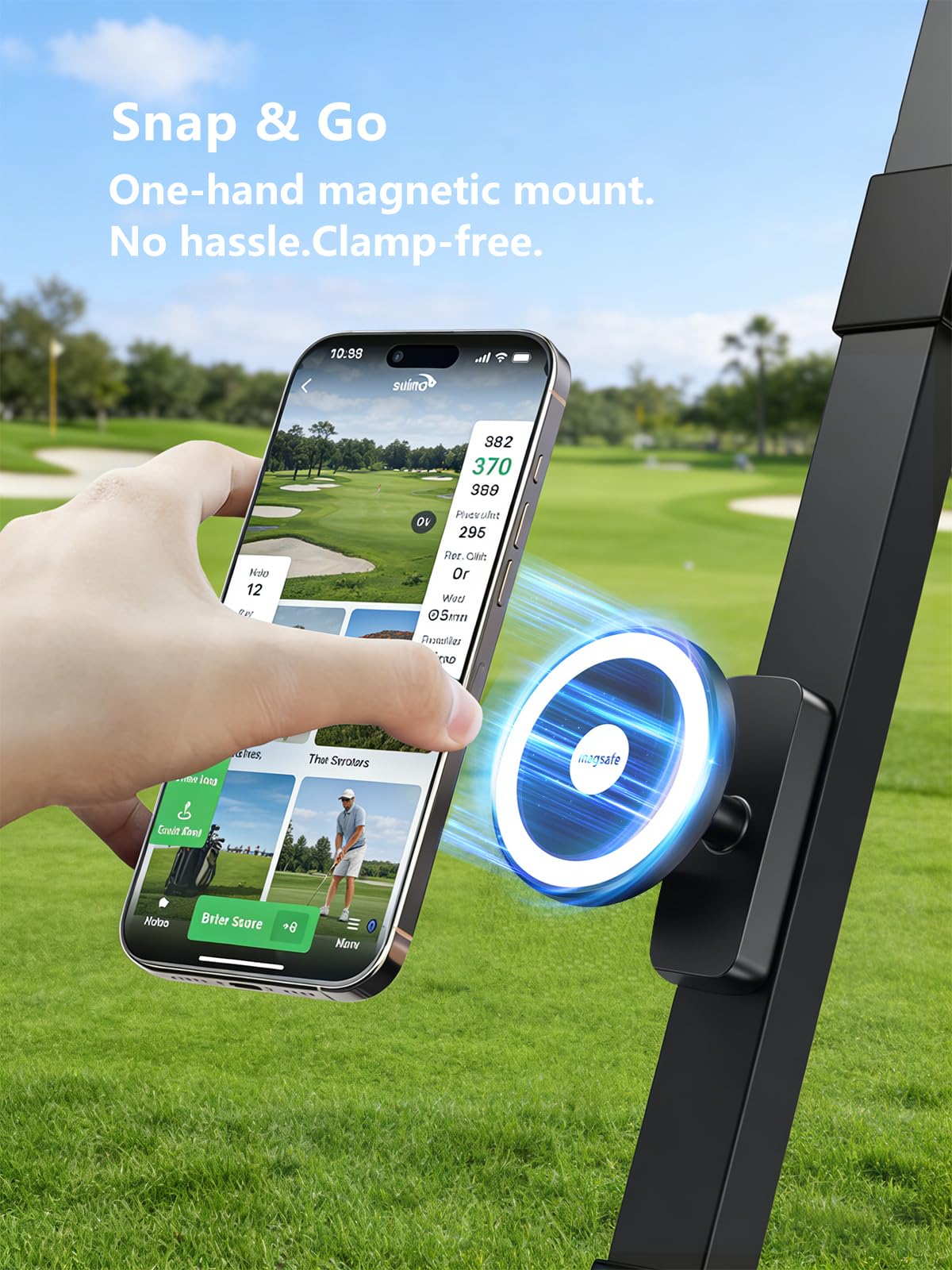 weini Golf Cart Phone Holder Magnetic, Equipped with 20X N52 Dual Magnets, 360° Rotation, Compatible with Brands Such As EZGO/Clubcar/Yamaha/Icon for Golf Carts,Designed Specifically for Golfers.