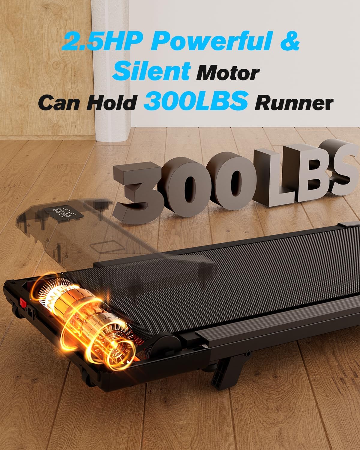 SupeRun Walking Pad - 3 in 1 Portable Under Desk Treadmill with Remote Control & LED Display | 300 Lbs Capacity