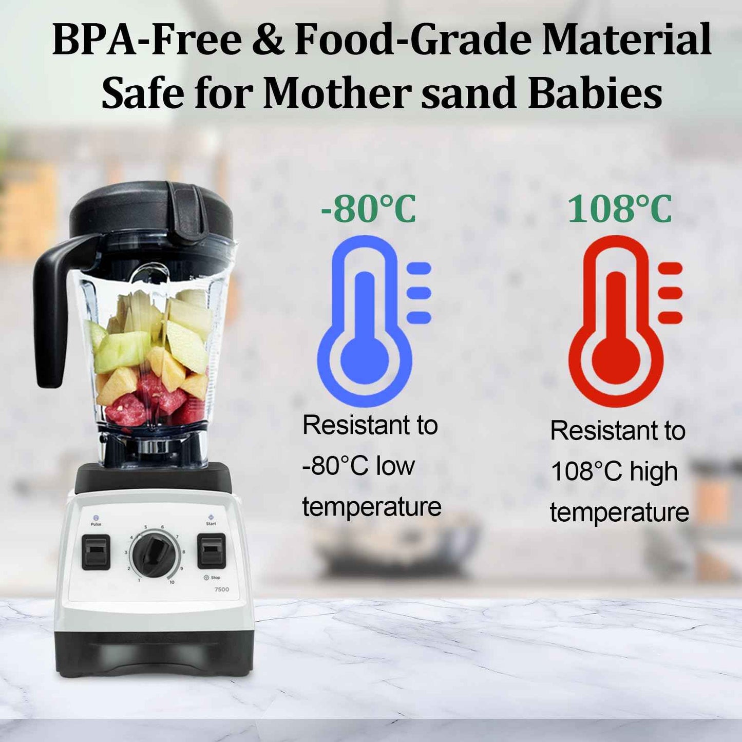 For Vitamix Blender Pitcher 64oz Low-Profile, Replacement Pitcher for Vitamix 750 5300 5200 5000 7500 6300 Vm0102 Vm0103 Vm0197 E310 G/Classic C/Explorian/Commercial series etc