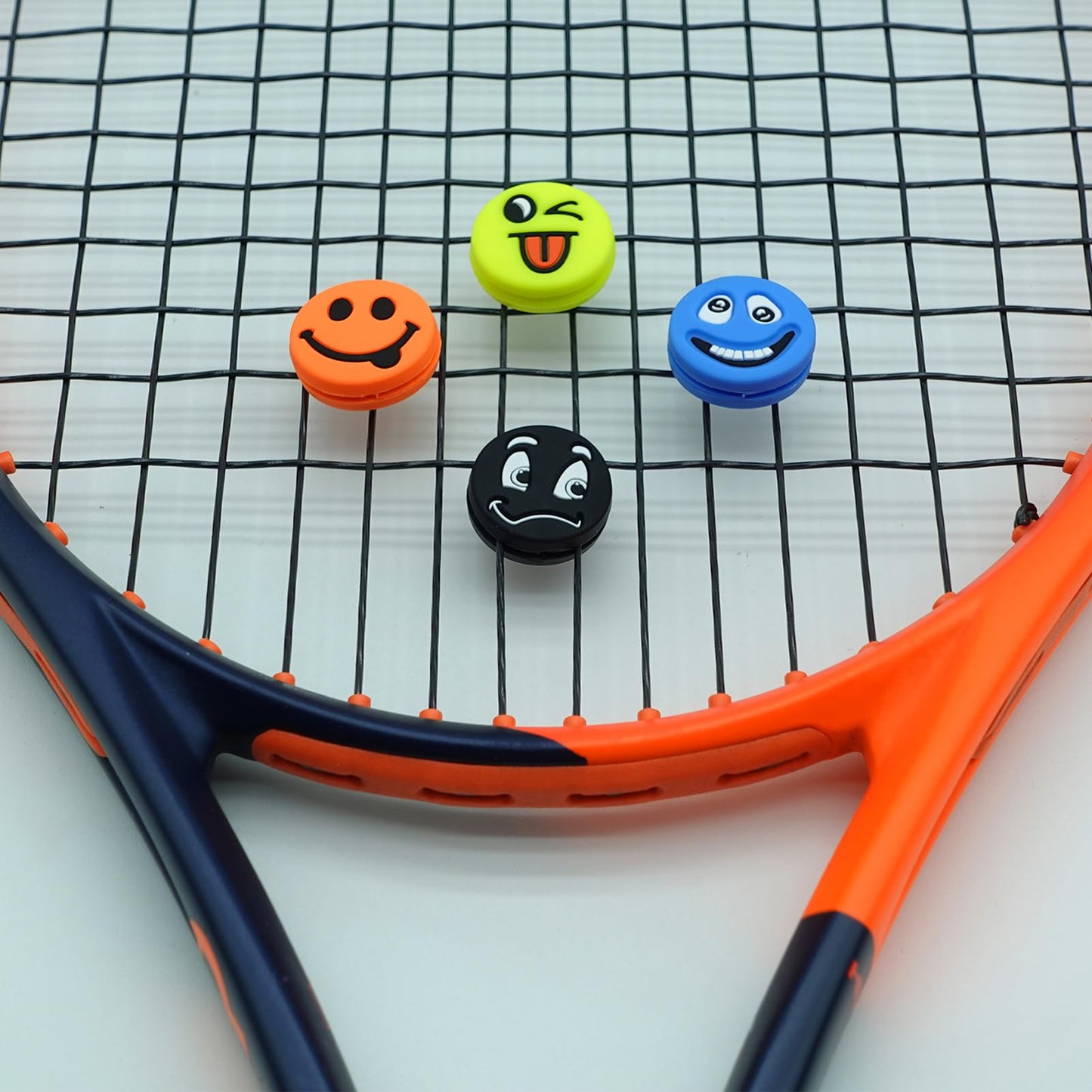 Tannius Tennis Racket Vibration Dampener, Racket String Shock Absorber, Great Tennis Gift (1 Orange, 1 Yellow, 1 Blue, 1 Black)