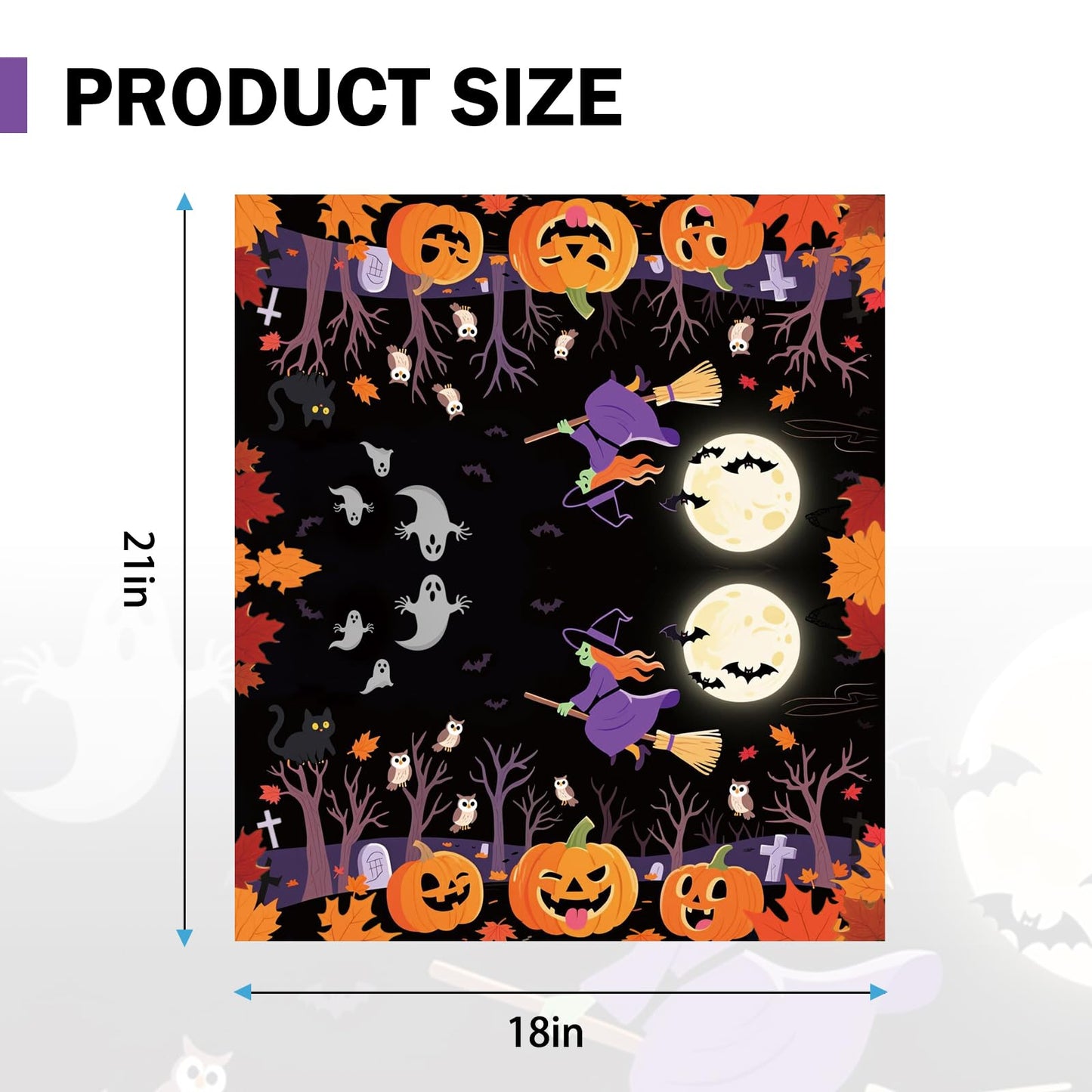 Halloween Pumpkin Mailbox Covers Magnetic Standard Size 21"x18" Happy Halloween Decorations Scary Night Ghost Witch Mailbox Wraps Fall Letter Post Cover for Holiday Home Garden Yard Outdoor Decor