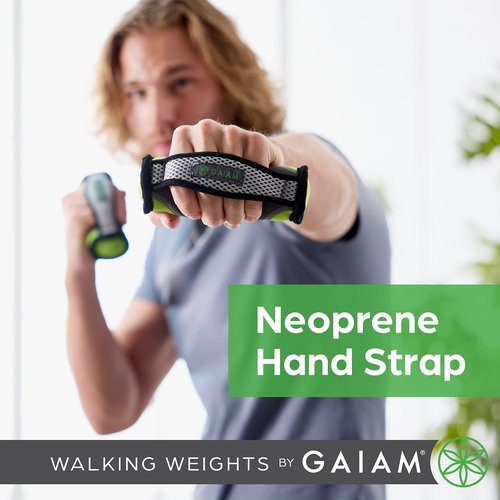 Gaiam Hand Weights for Women & Men Soft Dumbbell Walking Hand Weight Sets with Hand Strap - Walking, Running, Physical Therapy, Aerobics - 4lb Set (2 x 2lb Weights)