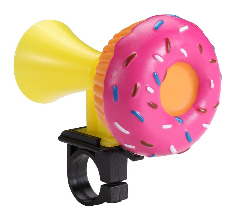 ONIPAX Donut Bike Squeeze Horn, Soft Rubber Handlebar Mount Cute Bicycle Honk for Kids, Boys, Girls and Toddlers, Pink & Brown