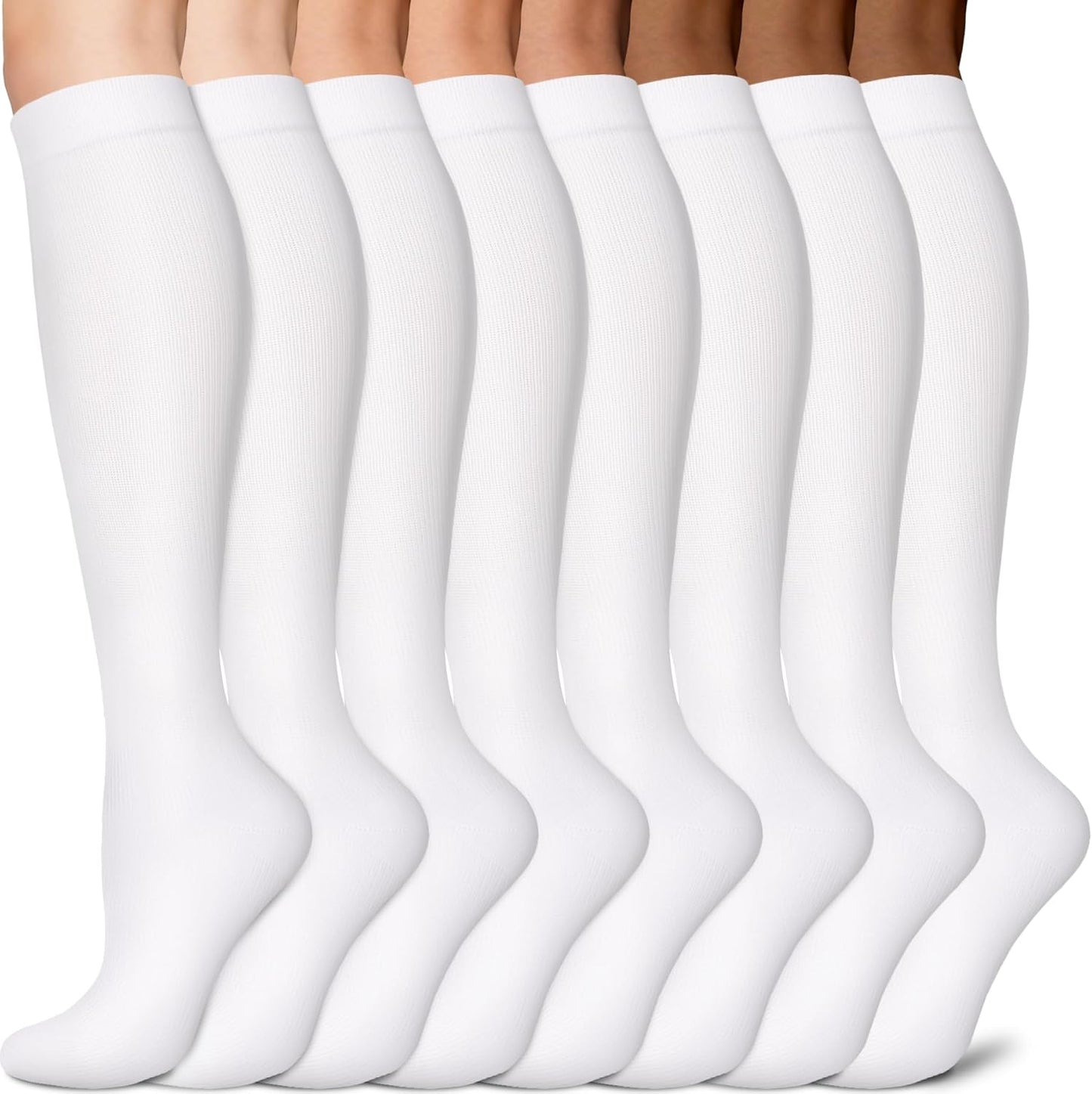 Sooverki Copper Compression Socks - 8 Pack Knee High 15-20mmHg for Optimal Athletic Support