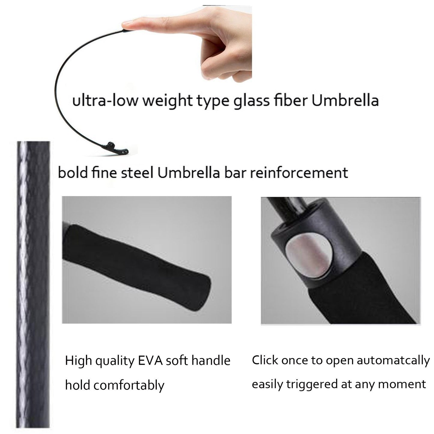 Big Large Umbrella 60 Inch Automatic Open Extra Large Size Strong Windproof Golf Umbrellas Waterproof Sun Rain Stick Foldable Oversized Umbrellas Comfortable Handle for Men Women Family Travel Black