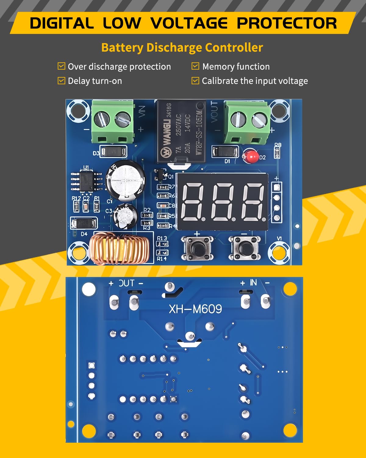 SELOKY 2pcs 12V-36V DC Digital Low Voltage Protector Disconnect Switch Cut Off Over Discharge Protection Module for Lead Acid Lithium Battery Solar Panel Lighting System
