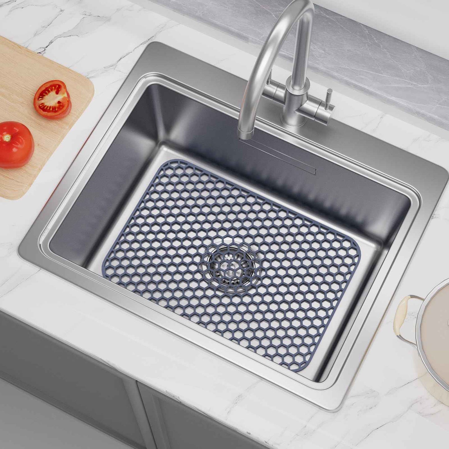 Bestjing Silicone Sink Protector for Kitchen Sink - 18.3''x12.5'' Kitchen Sink Grid Accessory, Non-slip Heat Resistant Sink Grid Dry Mat for Bottom of Porcelain Stainless Steel, Dishwasher Safe