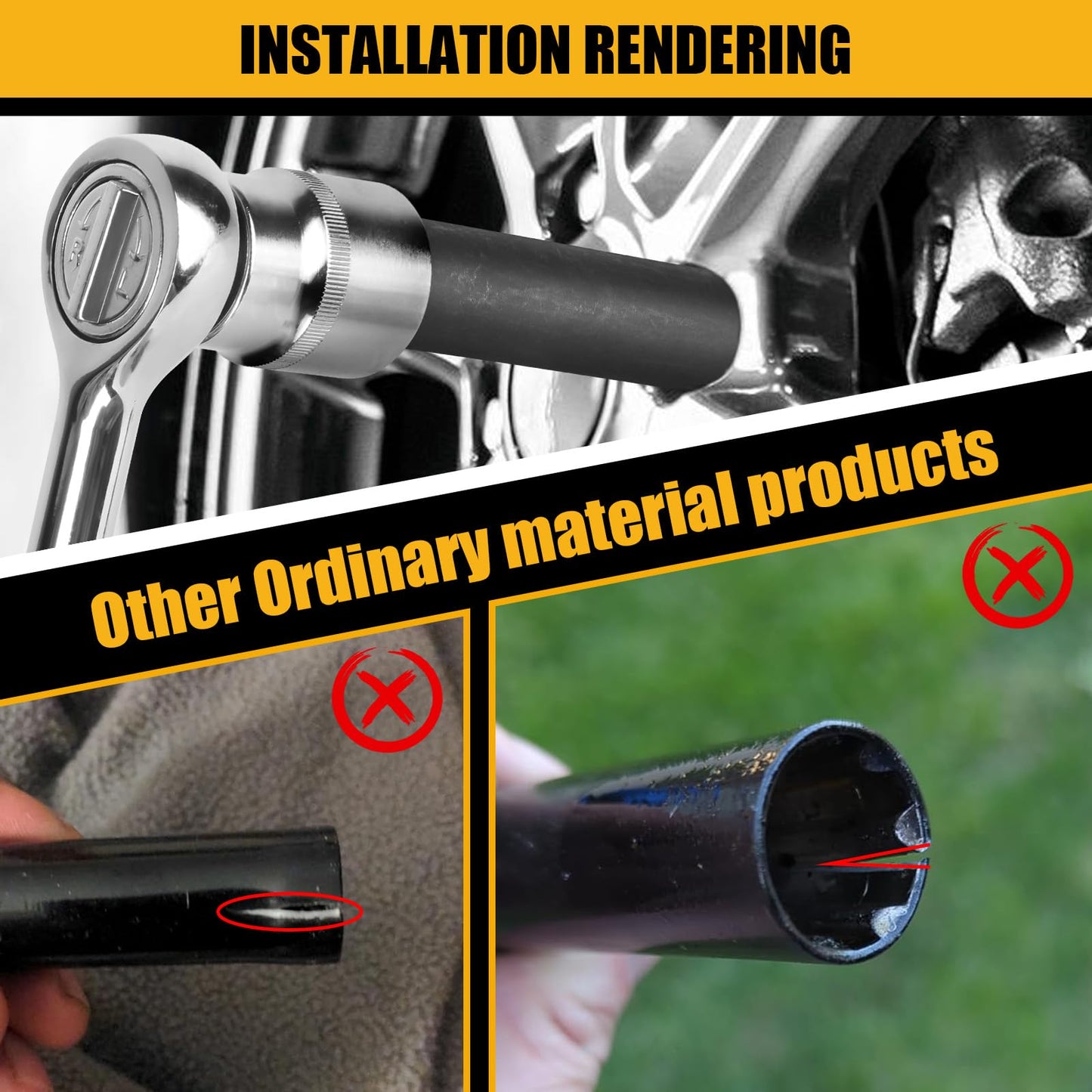 REBRA 6 Spline & 7 Spline Lug Nut Socket Set, Spline Lug Nut Lock Key, Locking Wheel Lug Nut Removal Tool for Easy Installation and Removal of Lug Nuts on Aftermarket Wheels (2-Pieces)