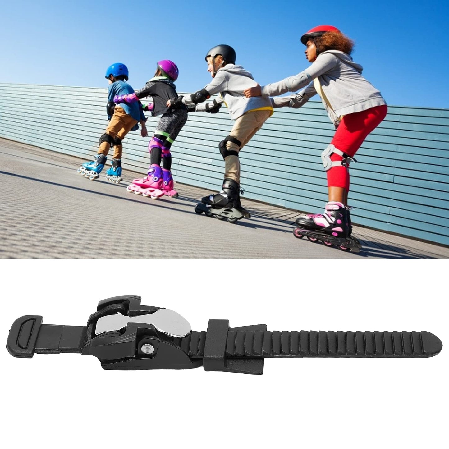 Roller Skate Leash,plplaaoo Roller Skate Strap, Replacement Inline Roller Skate Shoes Strap Buckles, T Shaped Adjustable Length Roller Skates Spider Buckle for Roller Skating Enthusiasts, Inline