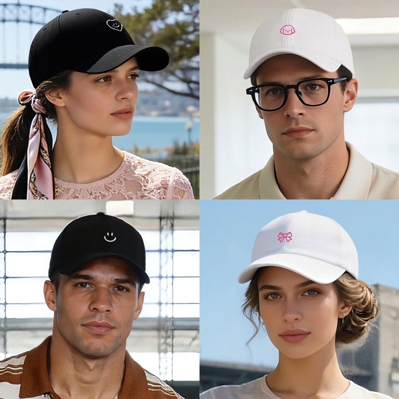 XMMAXFLOW Unisex Baseball Cap with Exquisite Pattern, Adjustable Embroidered Baseball Cap as a Delicate Gift (US, Alpha, One Size, MF09-WhiteSmileLove-Black)