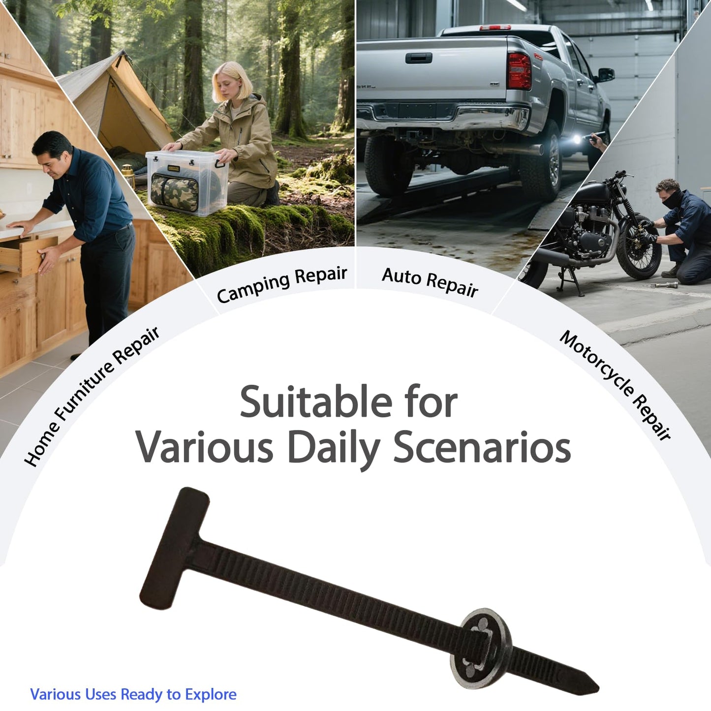 110 PCS Upgraded Universal Cable Tie Buckles - Heavy-Duty Nylon Zip Tie Mounts with Secure-Locking Head, Automotive Fastener Clips for Car Fender, Bumper, Engine Bay, and Wire Management