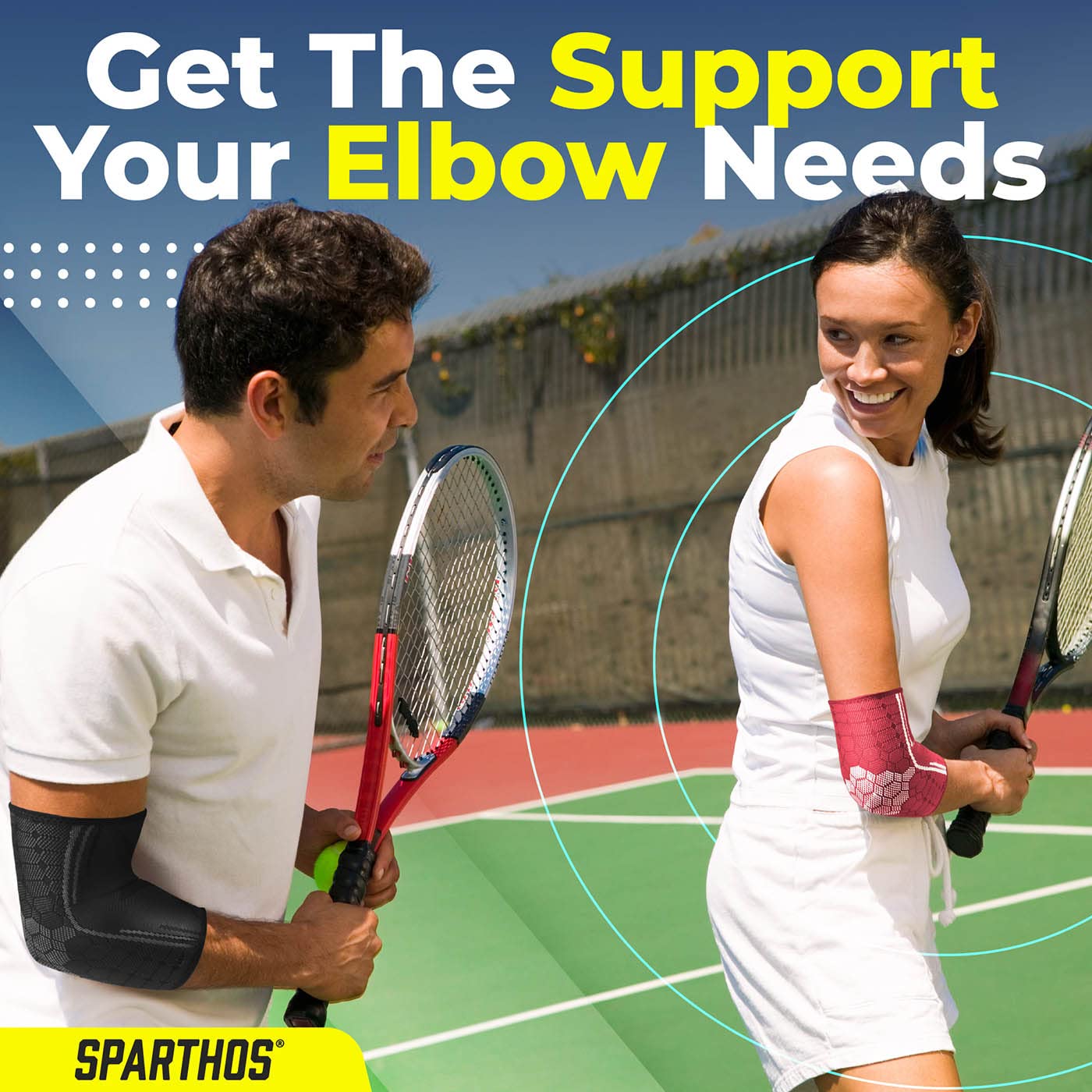 Sparthos Elbow Compression Sleeve (Pair) – Tendonitis Elbow Brace Golfer's Tennis Elbow Support for Men and Women – Arthritis Bursitis Treatment Youth Kids Athletic Sport Basketball (Black-M)