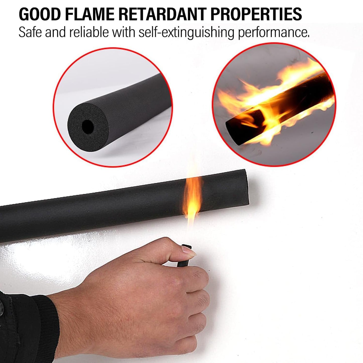 Pipe Insulation Tubing, Huntoshon 1/2" × 3/8" Insulated Heat Preservation 6ft Length Handle Grips for AC Unit, Exercise Machine Handle and Water Pipes