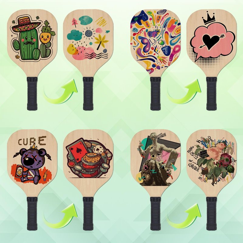 6 Pack Sublimation Blanks Pickleball Paddles, 7.3" x 15.5" Double Sided Printable Pickleball Paddles Plywood 0.39 Inch Thickness for Outdoor Sport Casual Court Play