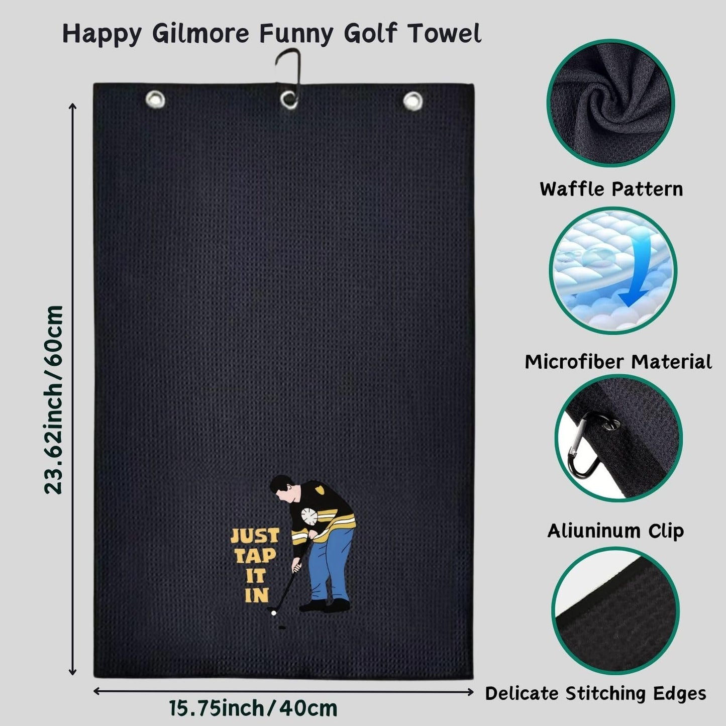 Amitrely Funny Golf Towel, Marsters Tournament, Funny Golf Towel for Golf Bags with Clip, Golf Gift for Men Husband Boyfriend Dad, Birthday, Cristmas Gifts for Fan (Just tap it in)