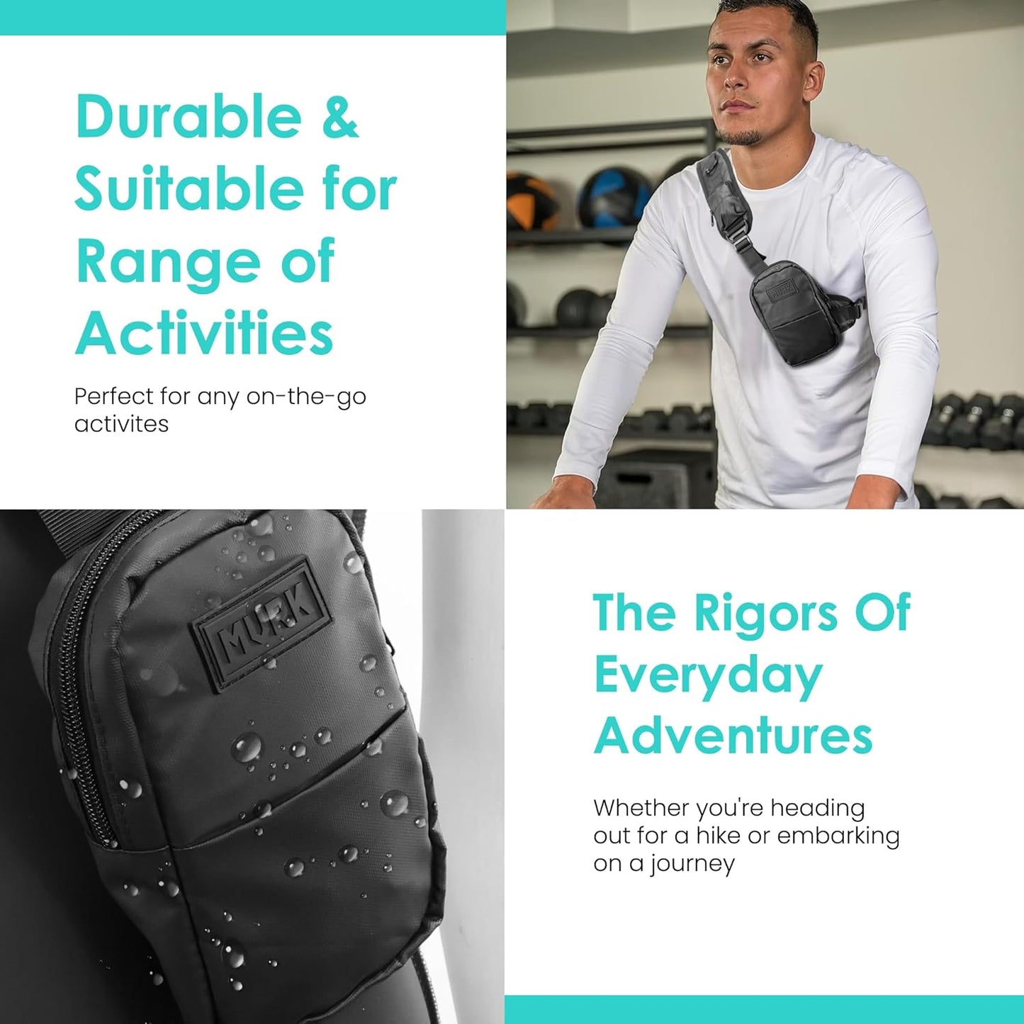MVRK Waterproof Sling Bag - Versatile Crossbody Backpack with Keyholder for Hiking & Travel