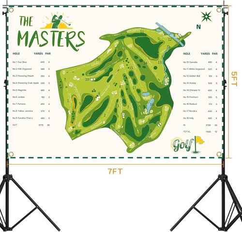 Masters Golf Party Decorations - 7 X 5 Ft Flag Backdrop with 4 Brass Grommets | Indoor & Outdoor Decor