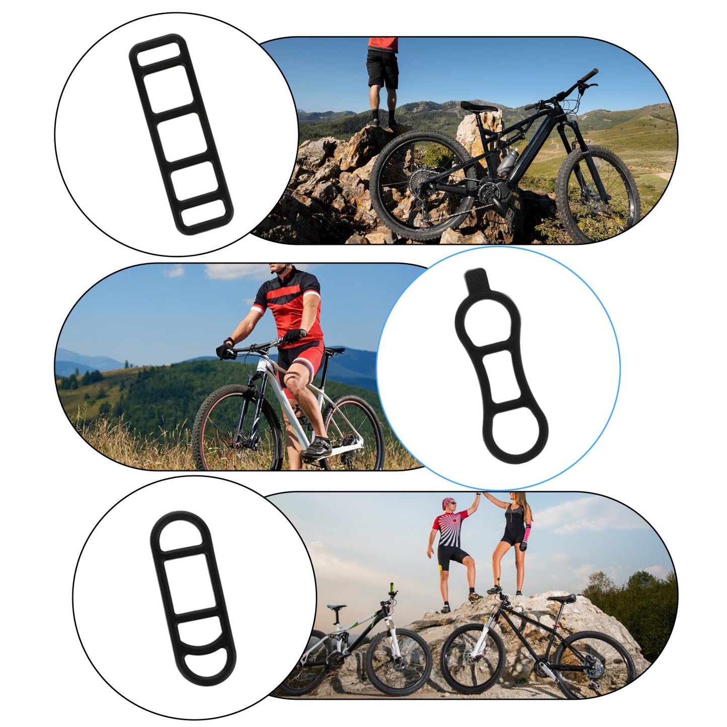 QfwdfcTrenz 40Pcs Bicycle Light Silicone Straps Bike Silicone Mount Band with Hooks Rubber Light Strap Replacement Strap Black Handlebar Bands for Most Bicycle Lights Sets