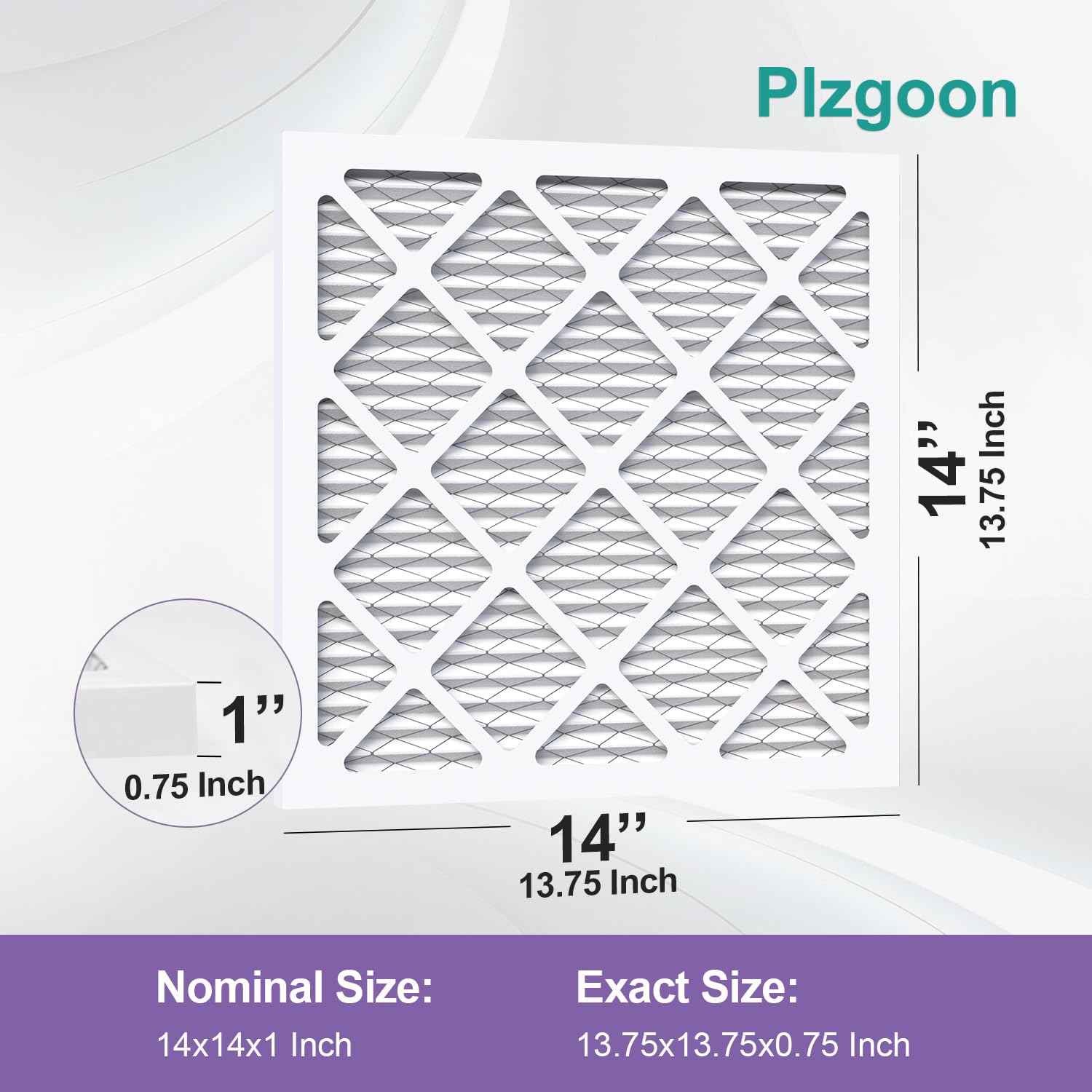 Plzgoon 14x14x1 Air Filter MERV 11 (4 Pack) MPR 1000 Pleated AC Furnace Filters for Home Office Air Conditioner AC HVAC Furnace Heating Systems (Exact Dimensions: 13 3/4x13 3/4x3/4 Inches)