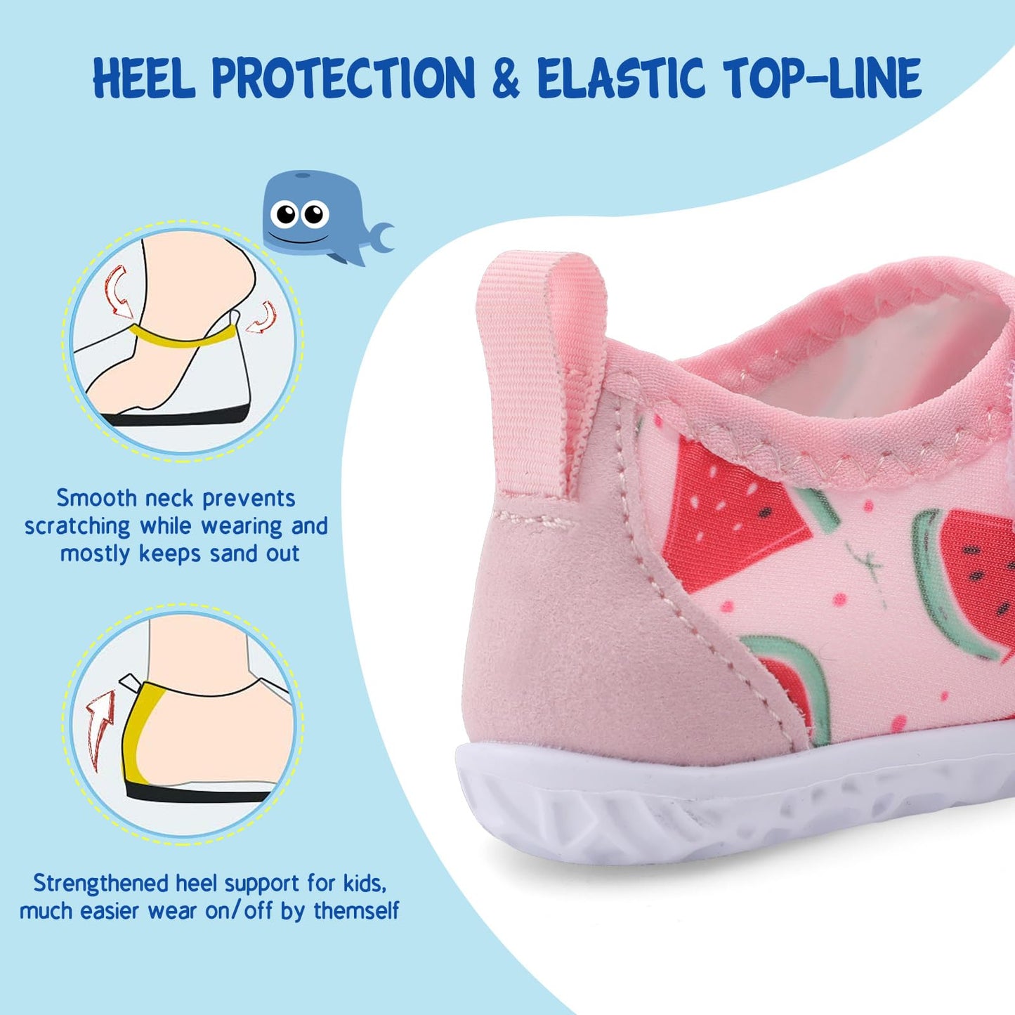 LeIsfIt Boys Girls Water Shoes Kids Aqua Socks Toddler Quick-Dry Swimming Shoes Non-Slip Summer Shoe for Beach Pool Surf, Watermelon, 10 Toddler