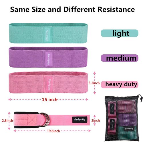 fitGevity Resistance Bands Exercise Bands for Legs and Butt,Fabric Non Slip Hip Fitness Booty Workout Bands, Set of 8 Resistance with Door Anchor Legs Ankle Straps for Men Women Gym Home Fitness Yoga