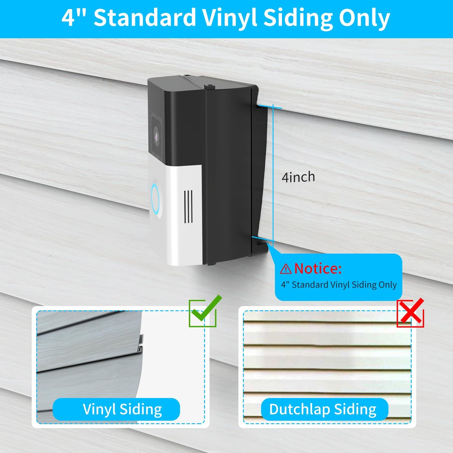 Ring Doorbell Vinyl Siding Mount, Adjustable 30 to 55 Angle Doorbell Mount Compatible with Ring Video Doorbell, Doorbell Camera Holder Bracket Wedge for Apartment, offices
