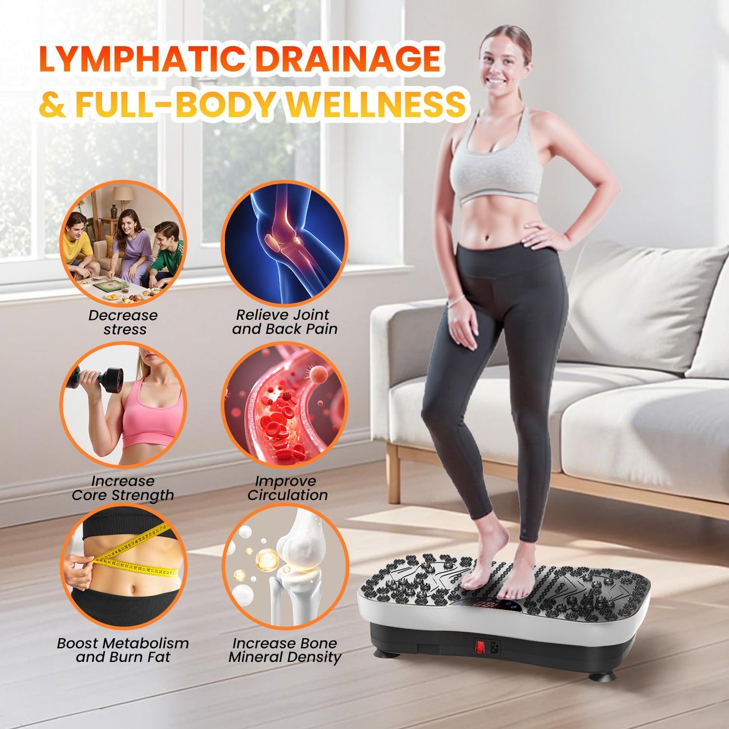 AXV Vibration Plate Fitness Platform Exercise Machine Vibrating Shaking Full Body Shaker Workout Vibrate Stand Shake Board Sport for Weight Loss Fat Burner for Gym Home Office